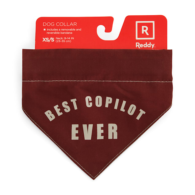 Reddy Dog Collar With Reversible Burgundy & Grey Camo Bandana, X-Small/Small - Carousel image #1