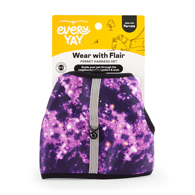 EveryYay Wear With Flair Galaxy-Print Ferret Harness and Leash, Large - Carousel image #1