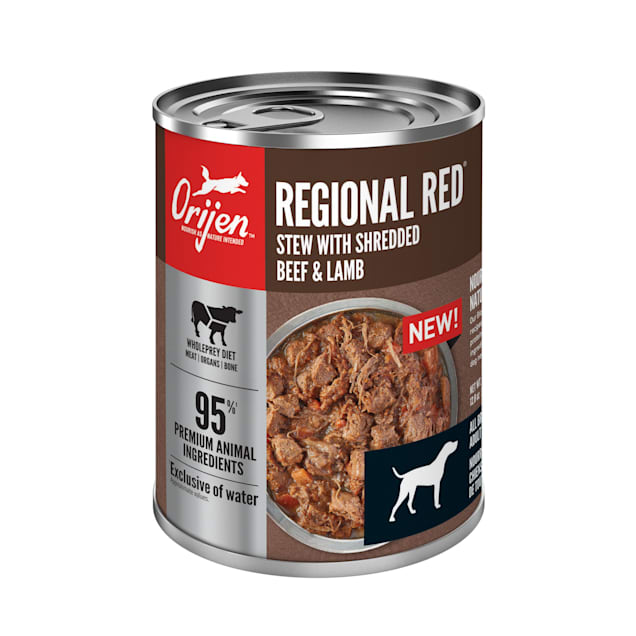 ORIJEN Grain-Free Real Meat Shreds Regional Stew Premium Wet Dog Food, 12.8 oz., Case of 12 - Carousel image #1
