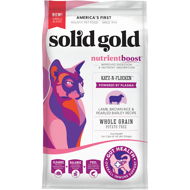 Solid Gold NutrientBoost Katz-N-Flocken Lamb, Brown Rice & Pearled Barley Recipe Dry Cat Food, 11 lbs. - Carousel image #1