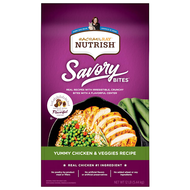 Rachael Ray Nutrish Savory Bites Yummy Chicken Veggies Recipe Dry Cat Food 12 lbs