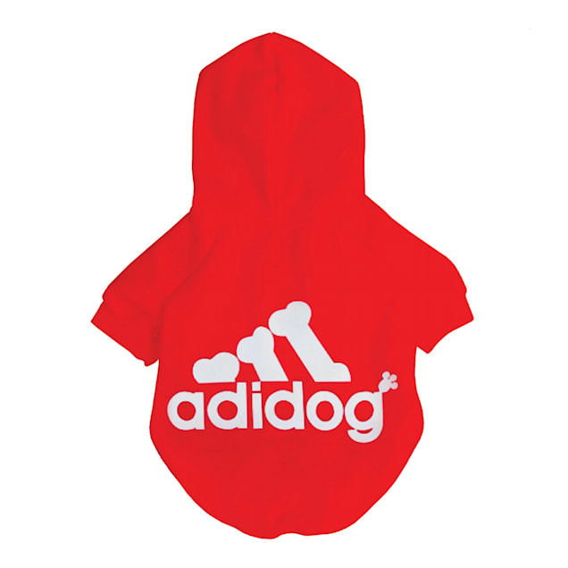 Fresh Pawz Red Adidog Logo Fleece Dog Hoodie X Small Petco