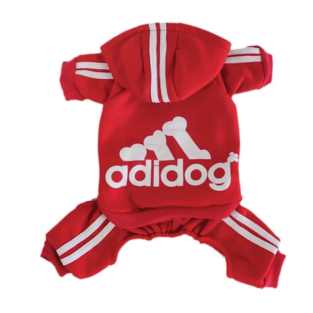 Fresh Pawz Red Adidog Logo Dog Jumpsuit, X-Small - Carousel image #1