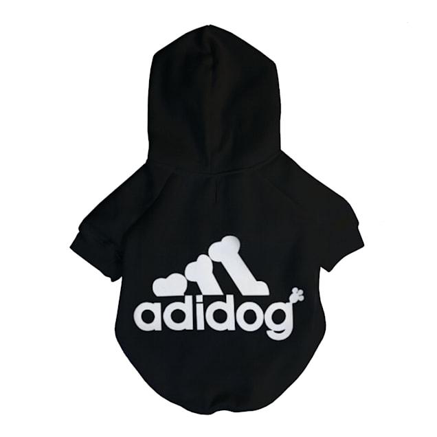 Fresh Pawz Black Adidog Logo Fleece Dog Hoodie, X-Small | Petco