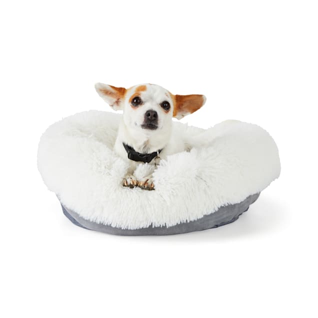 EveryYay Snooze Fest Cream Calming Donut Bed for Dogs, 18" L X 18" W - Carousel image #1