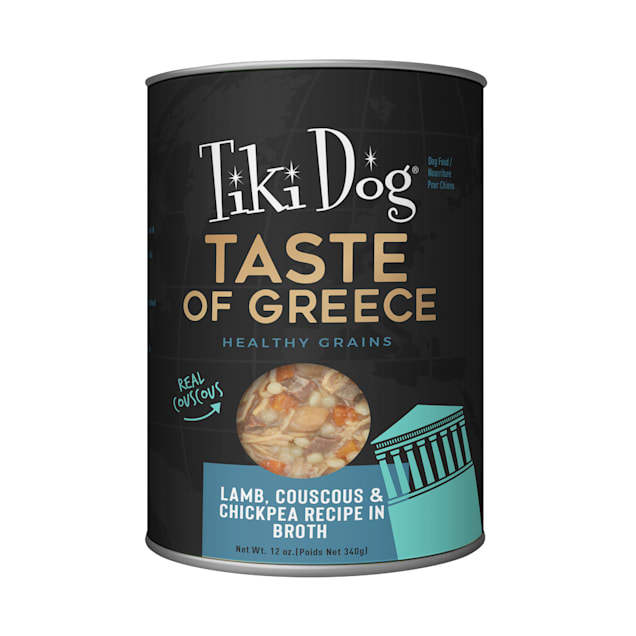 Tiki Dog Taste of Greece Lamb, Couscous & Chickpea Recipe in Broth Wet Dog Food, 12 oz., Case of 8 - Carousel image #1