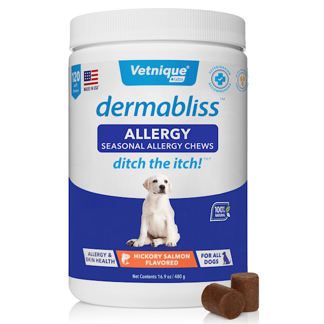 Vetnique Labs Dermabliss Seasonal Allergy & Immune Support Soft Chew for Dogs, Count of 120 - Carousel image #1