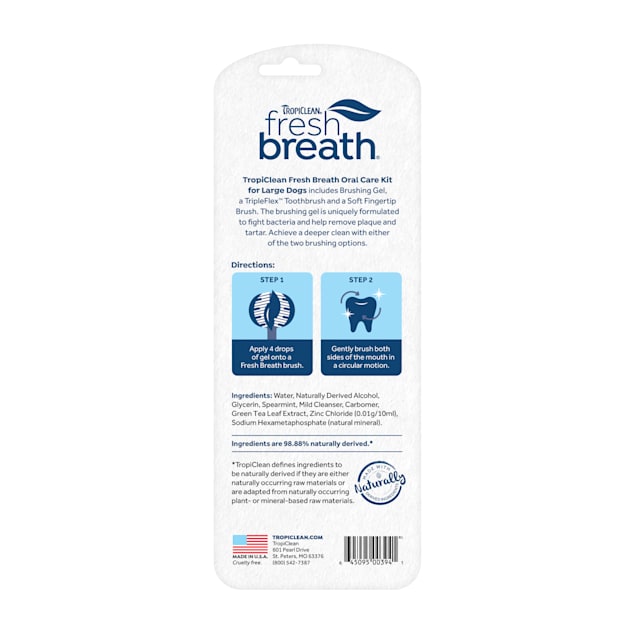 TropiClean Fresh Breath Vet Strength Oral Care Kit for Large Dogs