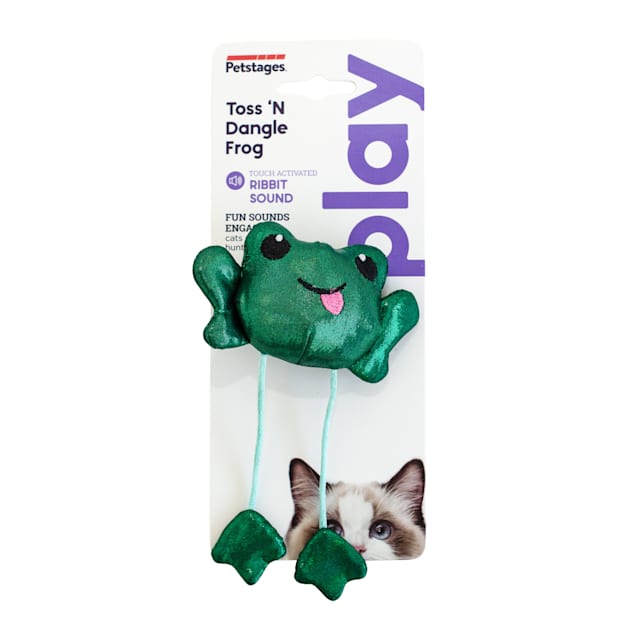 Petstages Toss 'N Dangle Frog Catnip Cat Toy, Medium - Carousel image #1