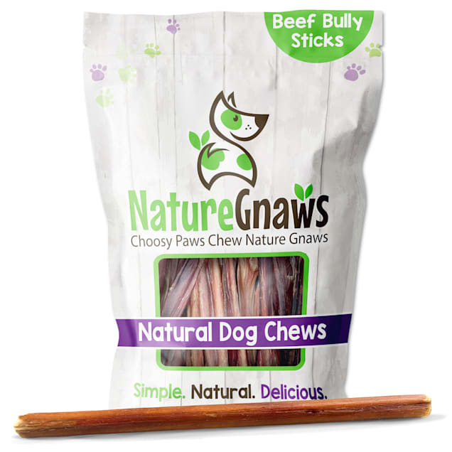 Nature Gnaws Beef Bully Sticks Natural Dog Chews, 12" 8 oz. - Carousel image #1