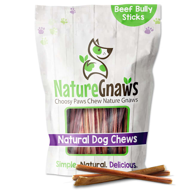 Nature Gnaws Beef Thin Bully Sticks 6" Natural Dog Chews, 16 oz. - Carousel image #1