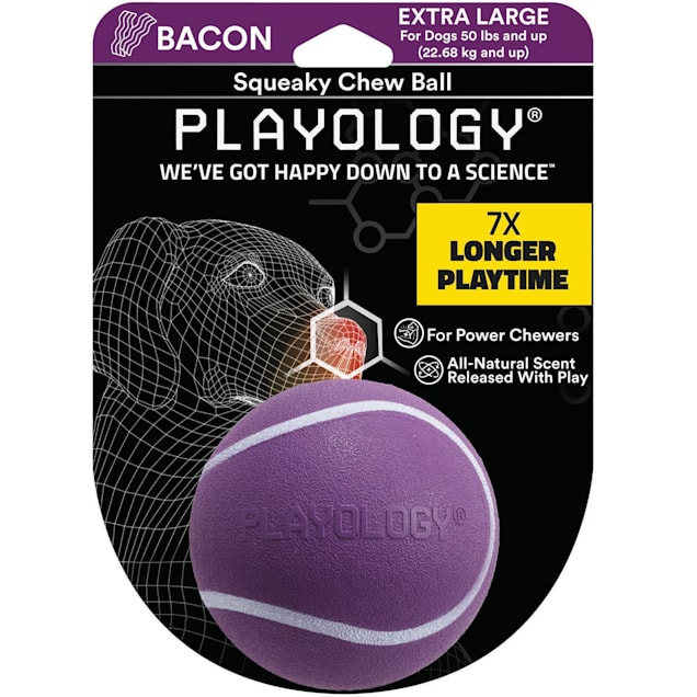 Playology Bacon Scent Squeaky Chew Ball Dog Toy, X-Large - Carousel image #1
