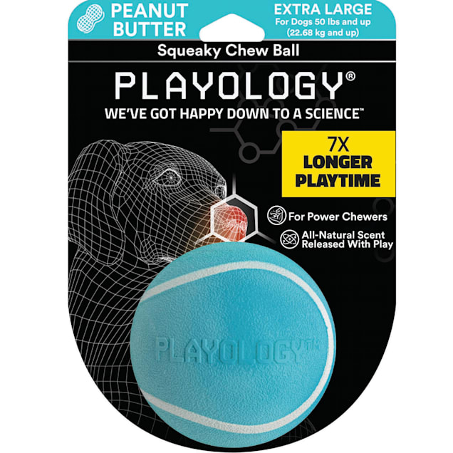 Playology Peanut Butter Scent Squeaky Chew Ball Dog Toy X Large