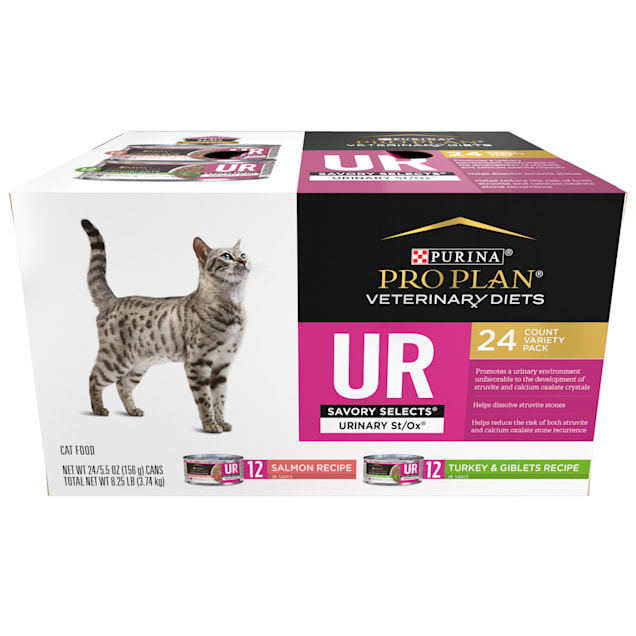 Purina Pro Plan Veterinary Diets UR Urinary St/Ox Savory Selects Wet Cat Food Variety Pack, 5.5 oz., Pack of 24 - Carousel image #1