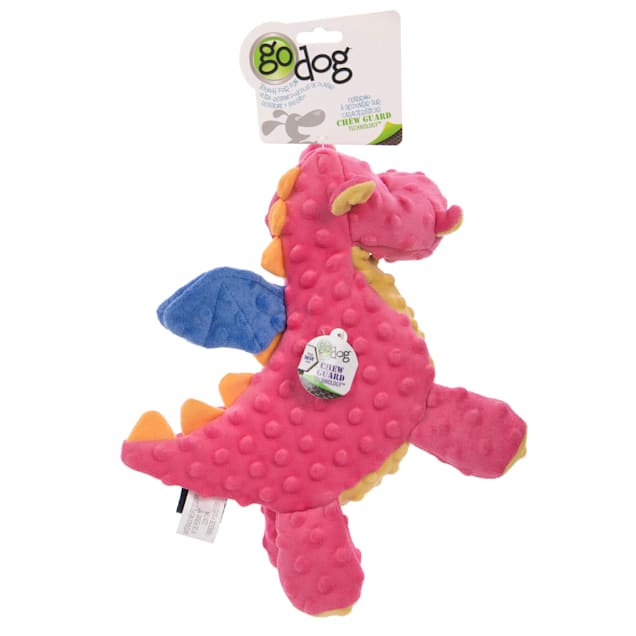 goDog Coral Dragons with Chew Guard Technology Durable Plush Squeaker Dog Toy, Large - Carousel image #1