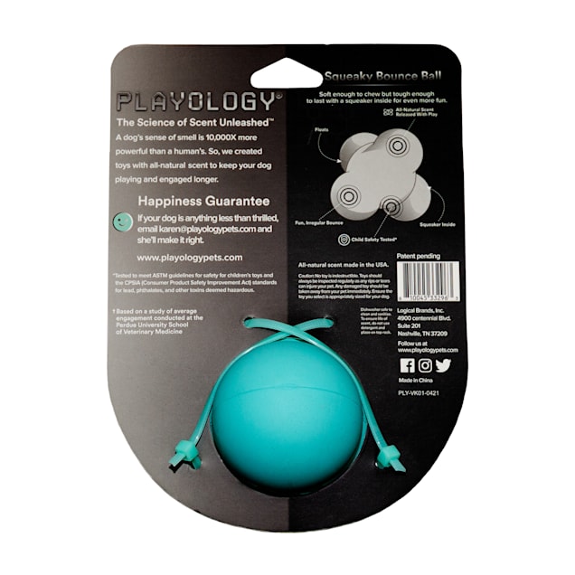 Playology Squeaky Bounce Ball Peanut Butter Scented Dog Toy - Large