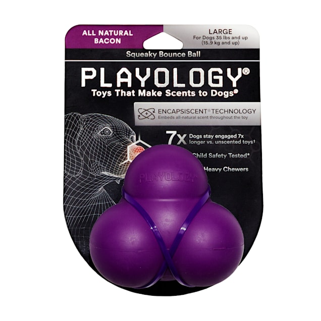 Playology Bacon Scent Squeaky Bounce Ball Dog Toy, Large - Carousel image #1