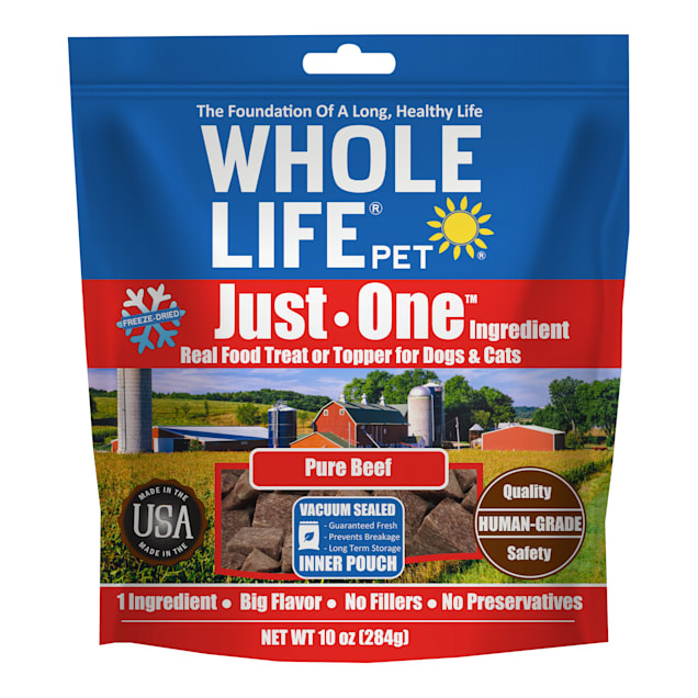 Whole Life Pet Just One Single Ingredient USA Freeze Dried Beef Treats for Dogs & Cats, 10 oz. - Carousel image #1