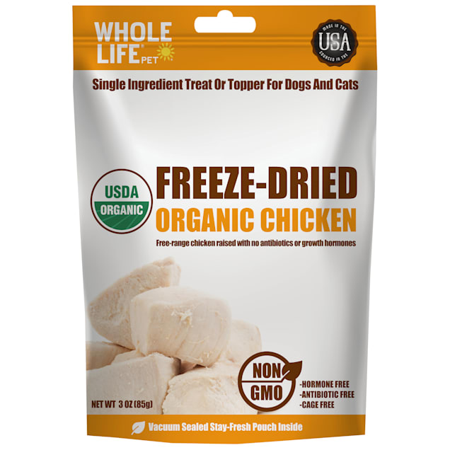 Whole Life Pet Organic Single Ingredient USA Freeze Dried Chicken Treats for Dogs & Cats, 3 oz. - Carousel image #1