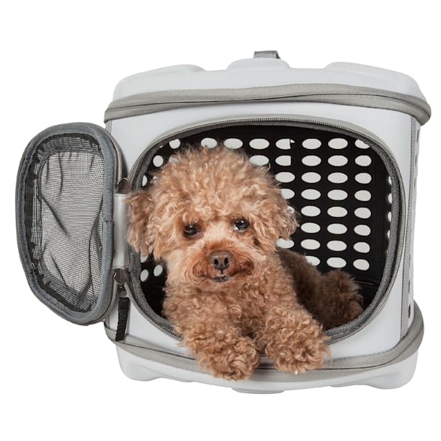 Pet Life Grey Circular Shelled Perforate Collapsible Military Grade  Transporter Pet Carrier, 18.2 L X 14.6 W X 12.2 H