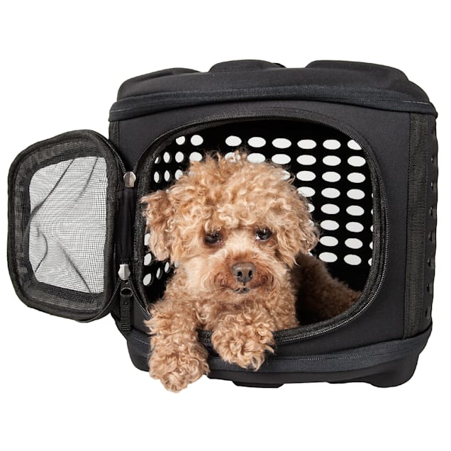 Pet Life Black Circular Shelled Perforate Collapsible Military Grade  Transporter Pet Carrier, 18.2 L X 14.6 W X 12.2 H