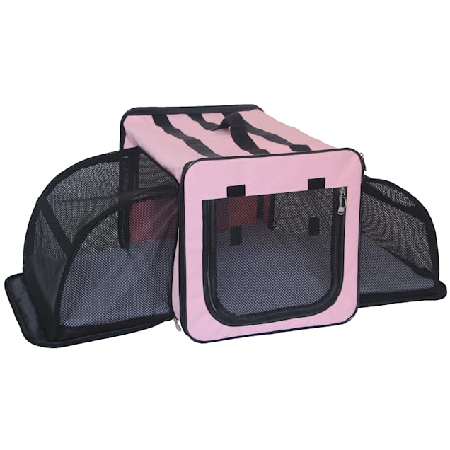 Pet Life Pink Capacious Dual Expandable Wire Folding Lightweight