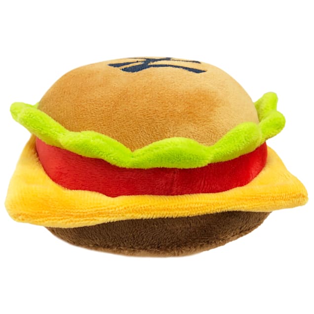 Pets First Chicago Cubs Hamburger Shaped Squeaker Plush Dog Toy - Brown -  Sports Diamond