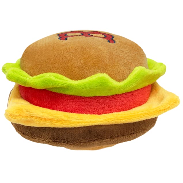 Pets First Boston Red Sox Hamburger Dog Toy, Medium