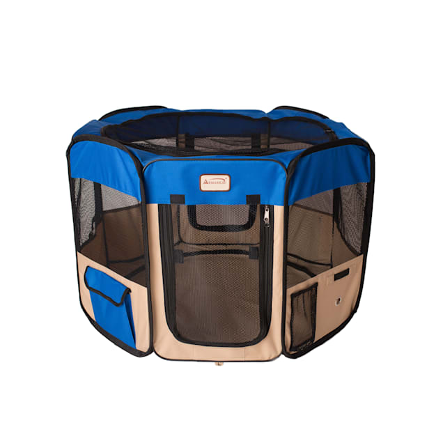 Armarkat Blue and Beige Model PP001B Portable Pet Playpen, 49" L X 49" W X 26" H - Carousel image #1