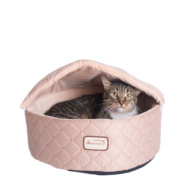 Armarkat Light Apricot Cuddle Cave Pet Bed, 17" L X 16" W X 13" H - Carousel image #1