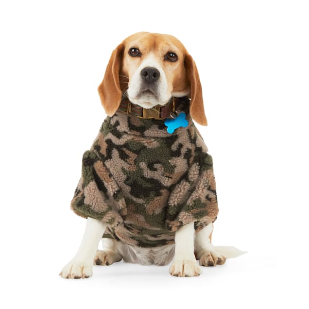 Reddy Olive Camo Faux-Shearling Reversible Dog Jacket, XX-Small - Carousel image #1