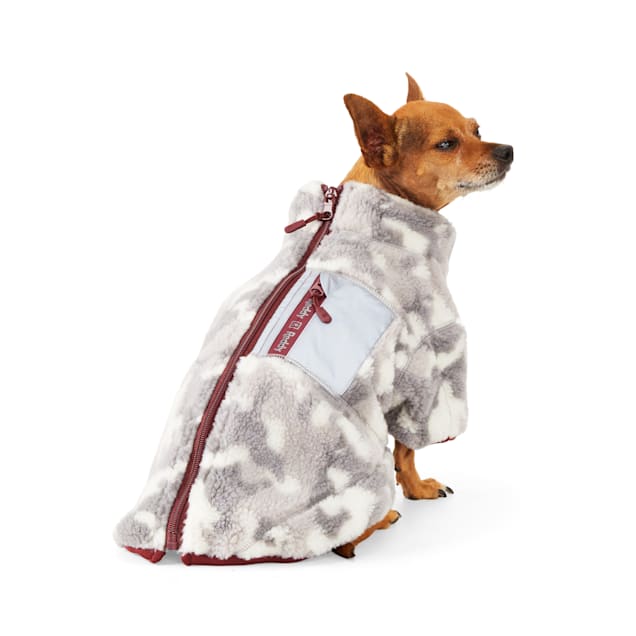 Reddy Grey Camo FauxShearling Reversible Dog Jacket, XSmall Petco