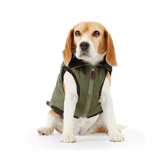 Reddy Olive Dog Puffer Vest, XX-Small - Carousel image #1
