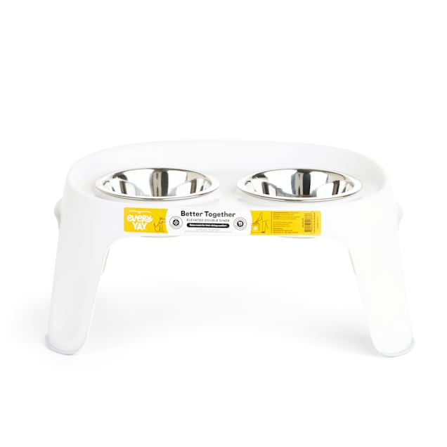 EveryYay Better Together White Elevated Double Diner Dog Feeder, 4 Cups - Carousel image #1