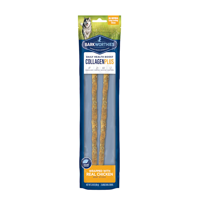 Barkworthies 12" Chicken Wrapped Collagen Dog Sticks, 2.8 oz., Pack of 2 | Petco