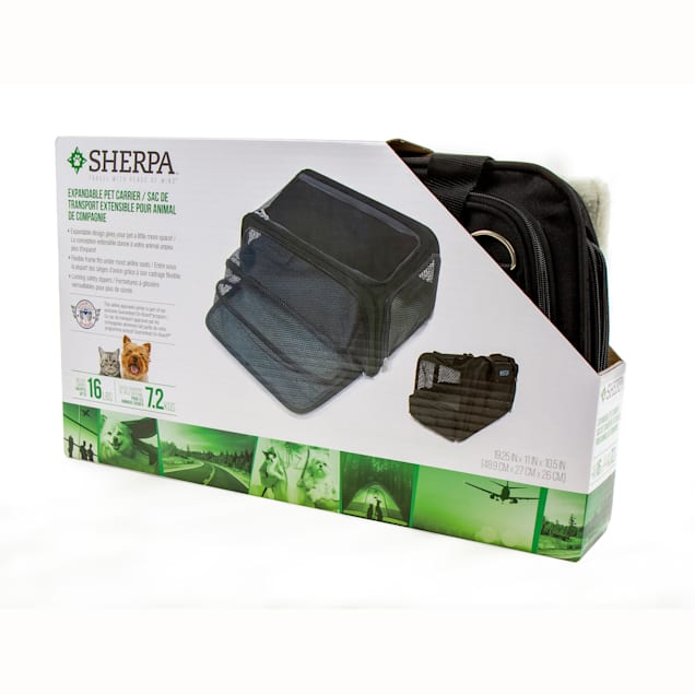 Sherpa Black Expandable, Airline Approved & Guaranteed On Board Travel Pet  Carrier, 19.5 L X 11 W X 10.5 H