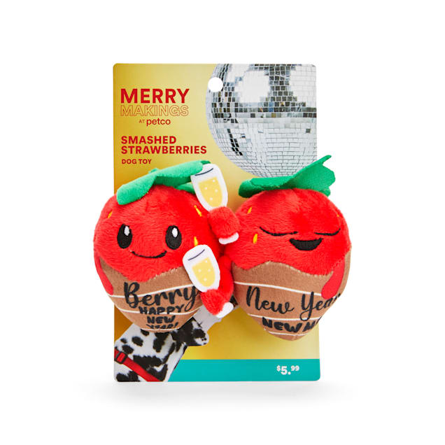 Merry Makings Smashed Strawberries Plush Dog Toys, X-Small., Pack of 2 - Carousel image #1