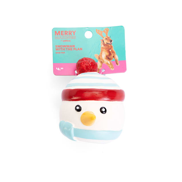 Merry Makings Snowman With the Plan Latex Ball Dog Toy, X-Small - Carousel image #1