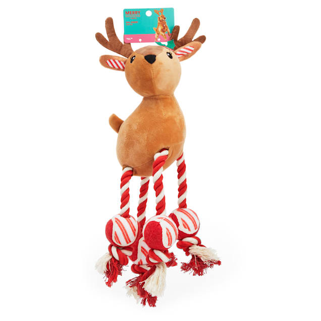 Merry Makings Oh, Deer! Reindeer Plush Dog Toy with Tennis Ball Feet, Large - Carousel image #1