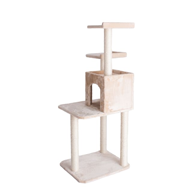 Gleepet Beige GP78571021 Real Wood Cat Tree with Two-Door Condo, 57" H - Carousel image #1