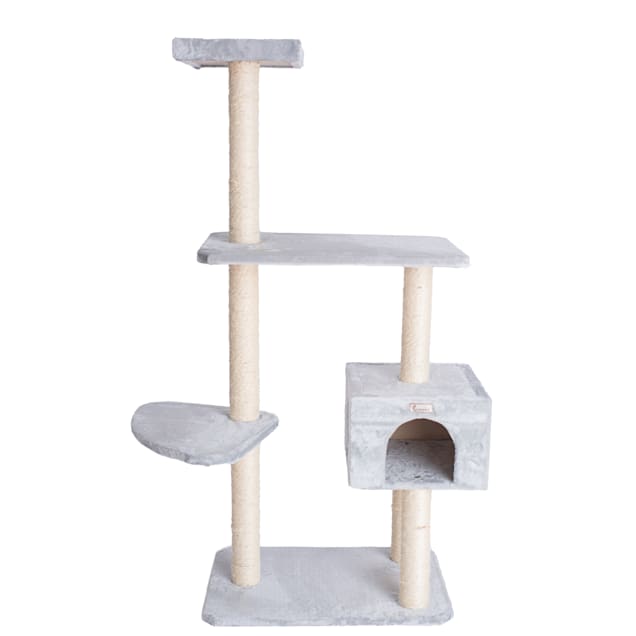 Gleepet Silver Gray With Condo and Perch Real Wood Cat Tree, 57" H - Carousel image #1