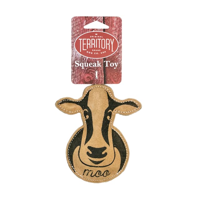 Territory Natural Leather Cow Dog Toy - Carousel image #1