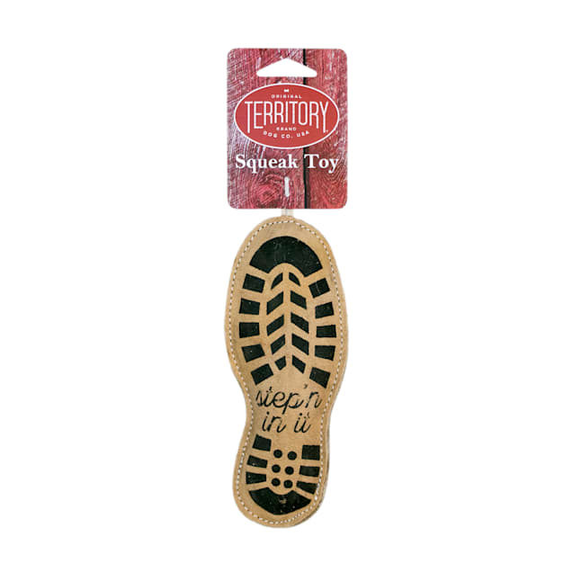 Territory Natural Leather Boot Print Dog Toy Petco