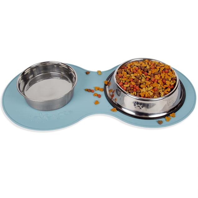 mDesign Silicone Pet Food & Water Bowl Feeding Mat for Dogs - 16 x 8 Small