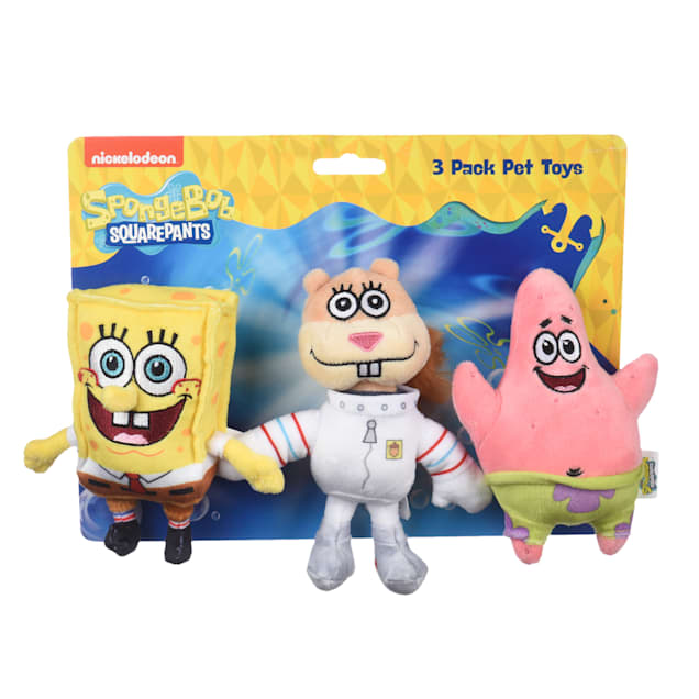 Fetch for Pets SpongeBob Nickelodeon SquarePants Patrick and Sandy Figure Plush Dog Toy Set, Small, Pack of 3 - Carousel image #1