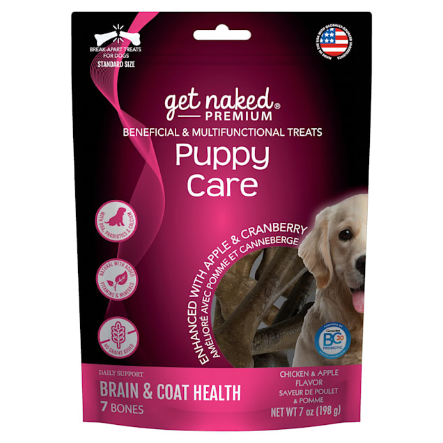 Get Naked Premium Puppy Care Beneficial & Multifunctional Chicken & Apple Flavor Dog Treats, 7 oz. - Carousel image #1