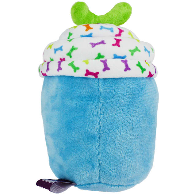 Multipet Blue Happy Birthday Cup Cake Plush Dog Toy Small