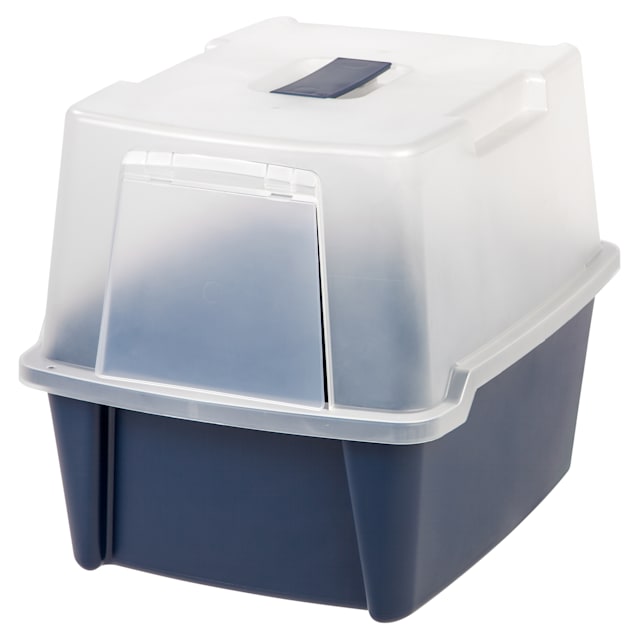 Iris Blue Hooded Cat Litter Box - Carousel image #1