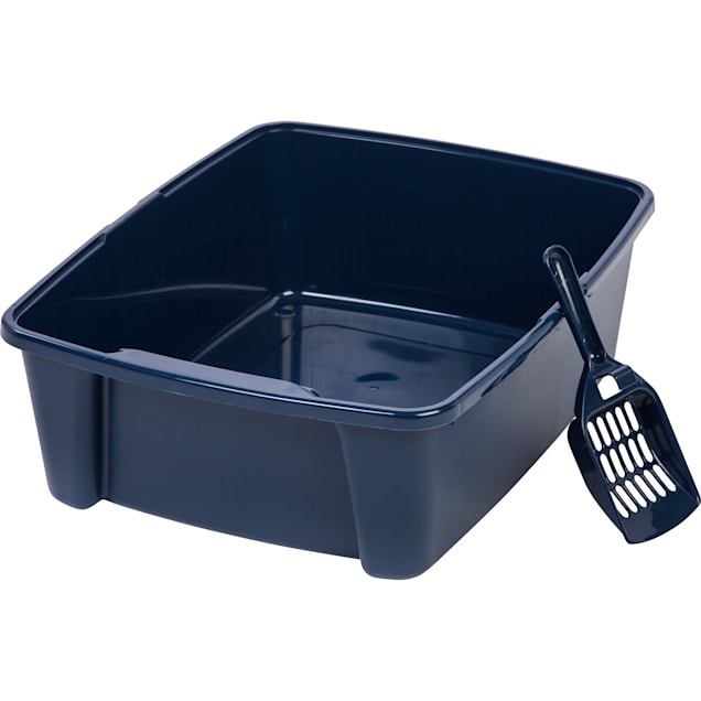 Iris Blue Open Cat Litter Pan - Carousel image #1