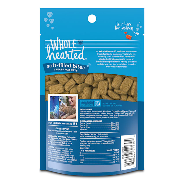 WholeHearted Salmon Flavor Soft Filled Bites Cat Treats 3 oz